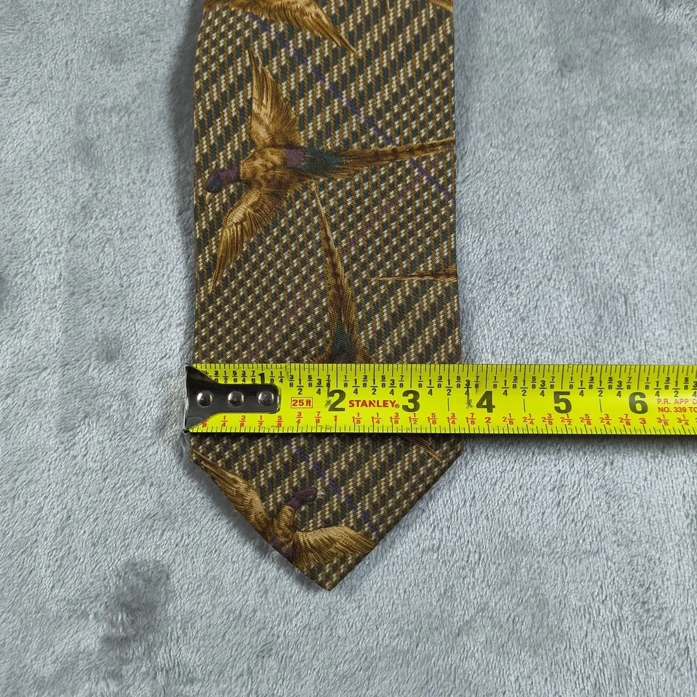 Vintage Eddie‎ Bauer Tie Mens 57x 3.75 Pheasant Tweed Silk USA Hunting Outdoors
